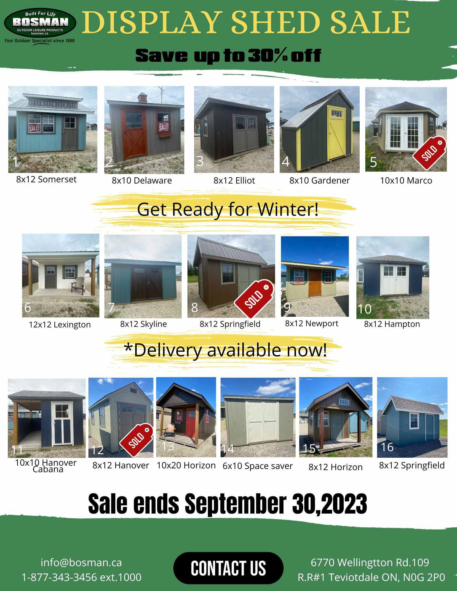 Display Shed Sale Bosman