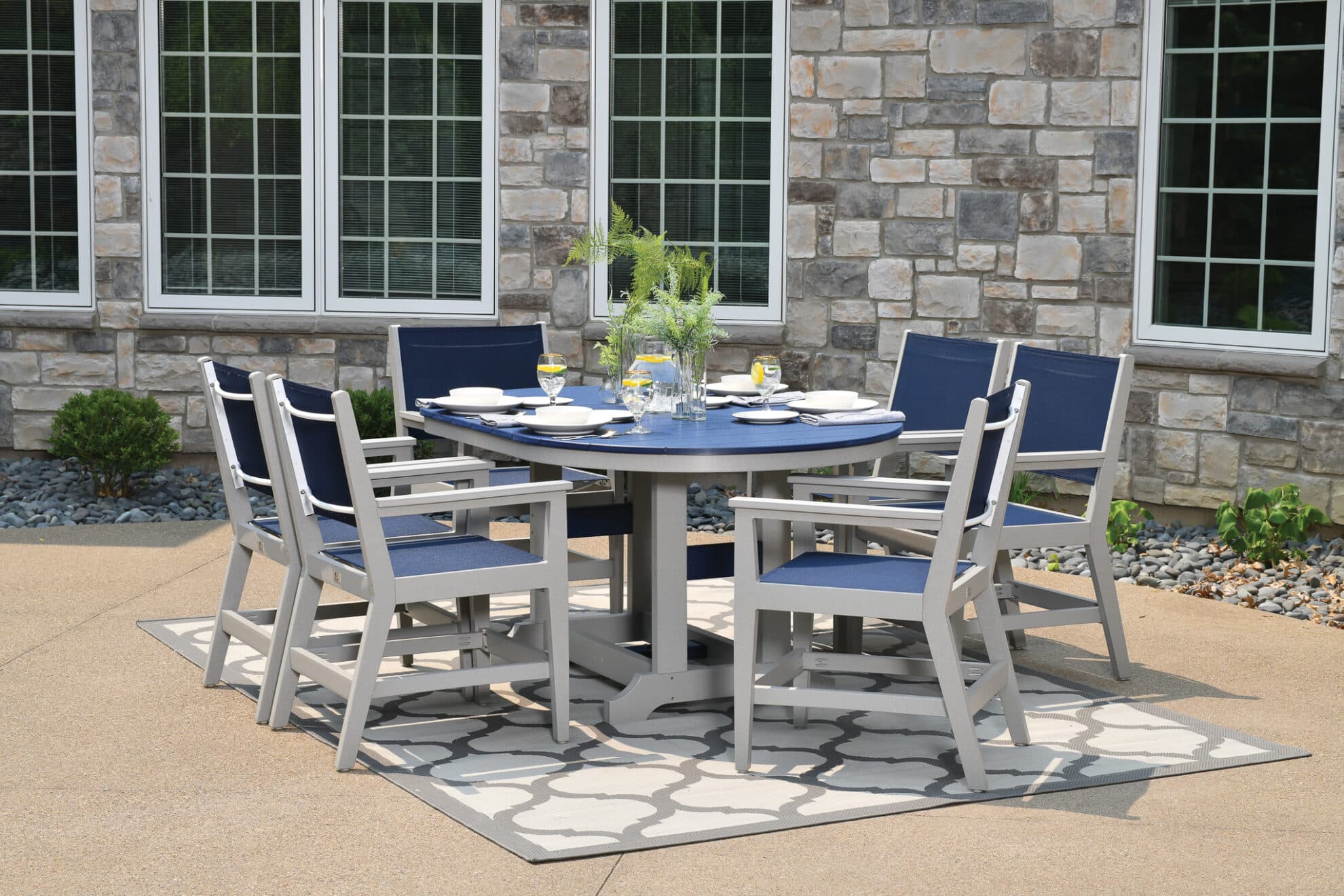 Mayhew sling chairs with Garden Classic Table