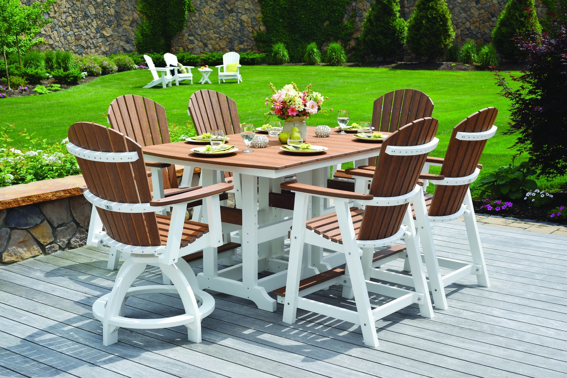 44 x 72 Bar Height Garden Classic Table with Comfo Back Chairs