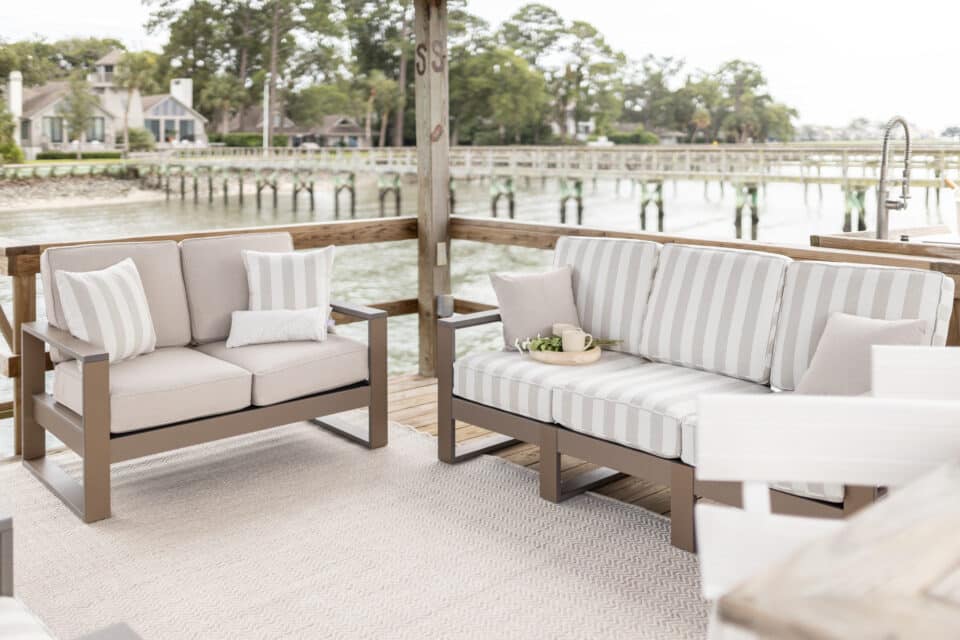 High back sofa and love seat