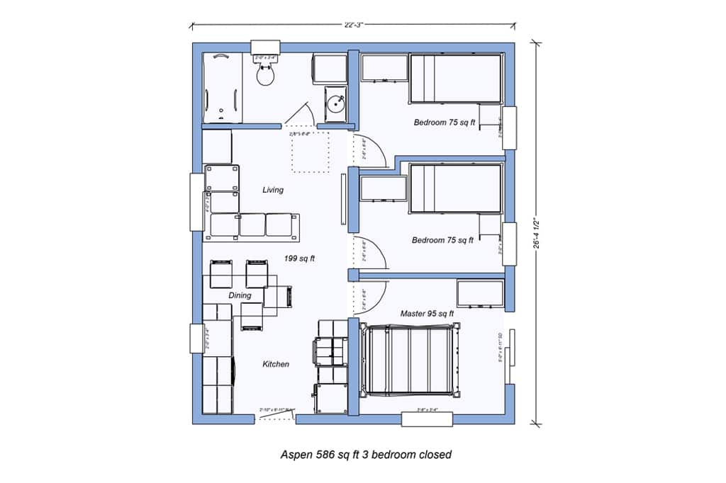 The Belmont 586 Sqft Tiny Home Floor Plan