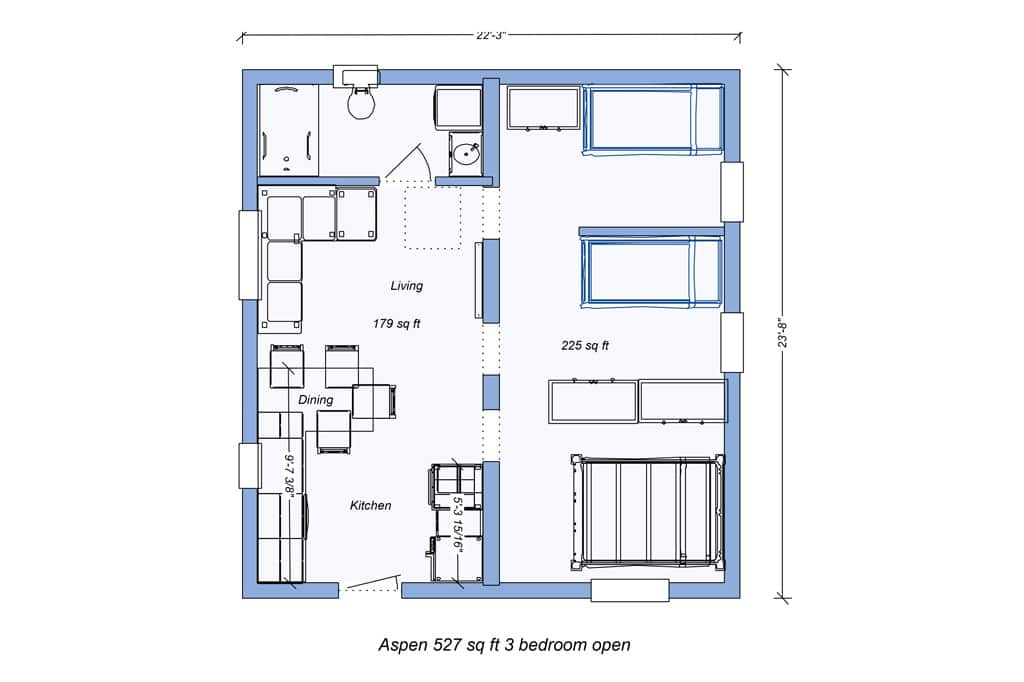 The Kimberley | 527 SQFT Tiny Home Floor Plan